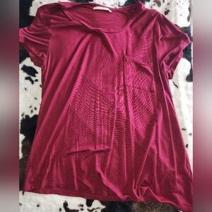 Active Basic Short Sleeve Pocket Tee - Berry Red